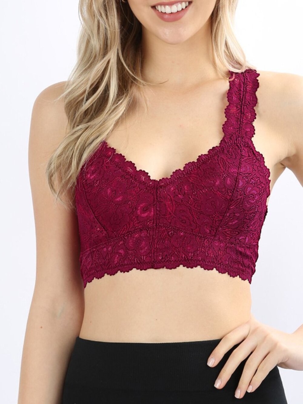 Racer Back Stretch Lace Bralette - Picture 3 of 5